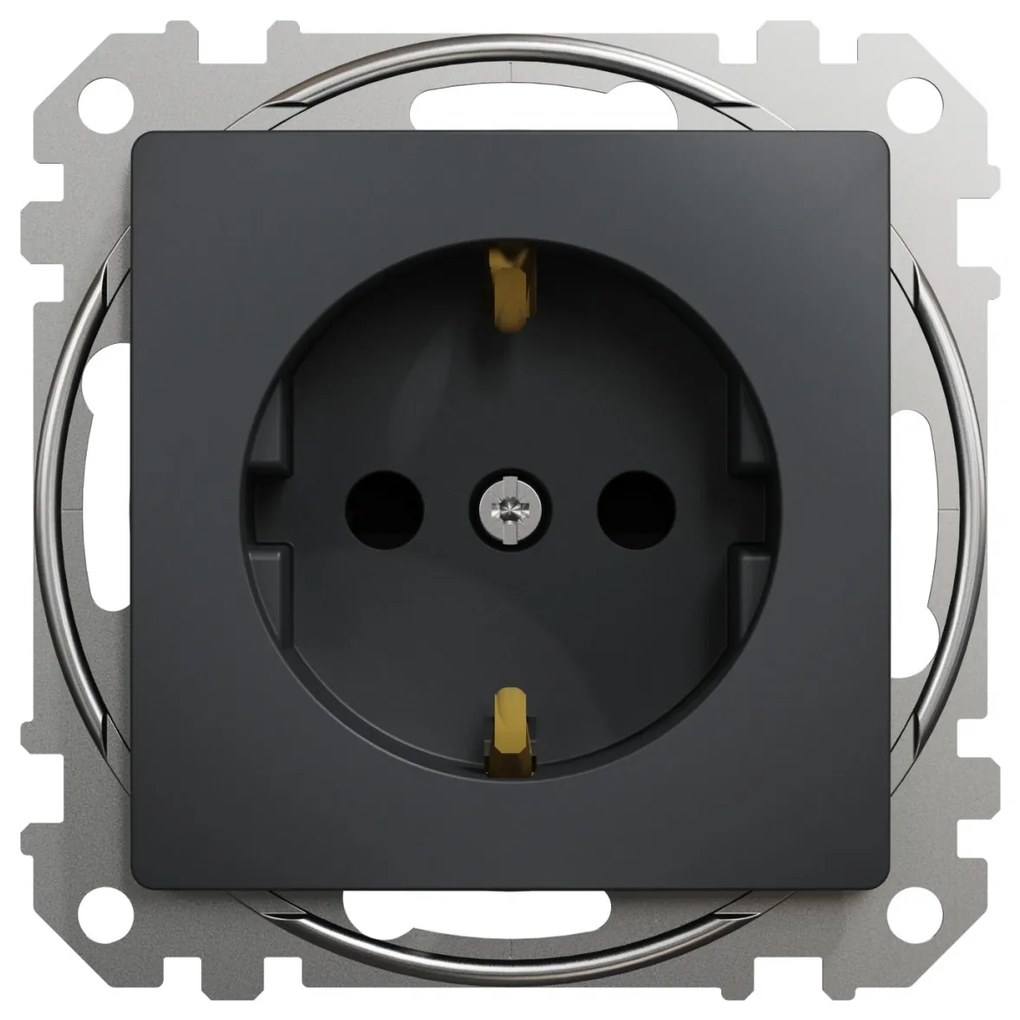Priza simpla cu impamantare, 16A, IP20, antracit, Schneider Sedna Design