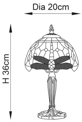 Endon 64088 - Lampă de masă Tiffany DRAGONFLY 1xE14/40W/230V Ø 20 cm