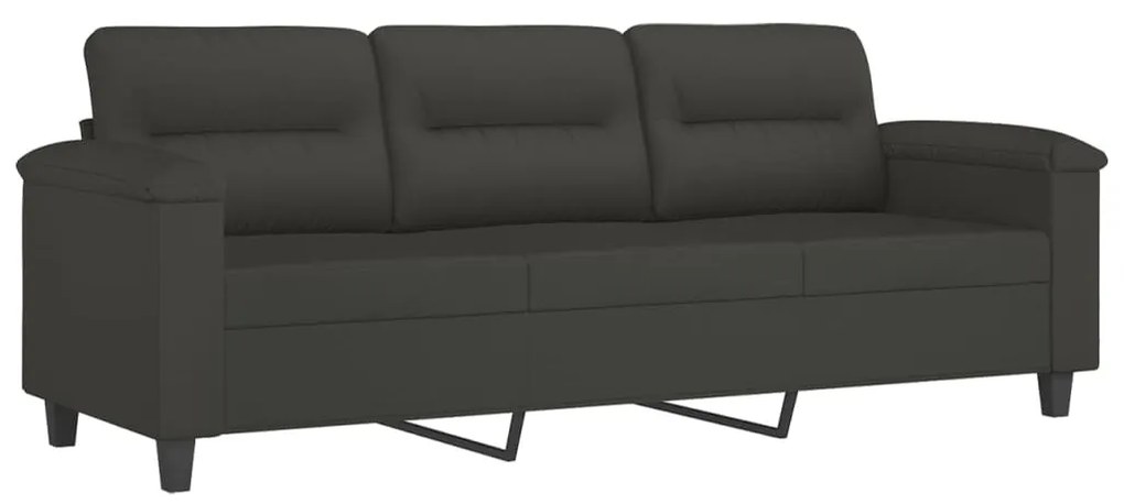 349229 vidaXL Canapea cu 3 locuri, gri închis, 180 cm, țesătură microfibră