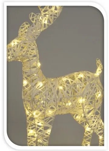 Decorațiune luminoasă de Crăciun Ren alb, 24 x 37x 8 cm, 40 LED, alb cald