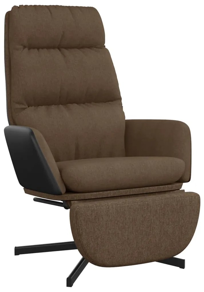 3097559 vidaXL Scaun de relaxare cu taburet, maro, material textil