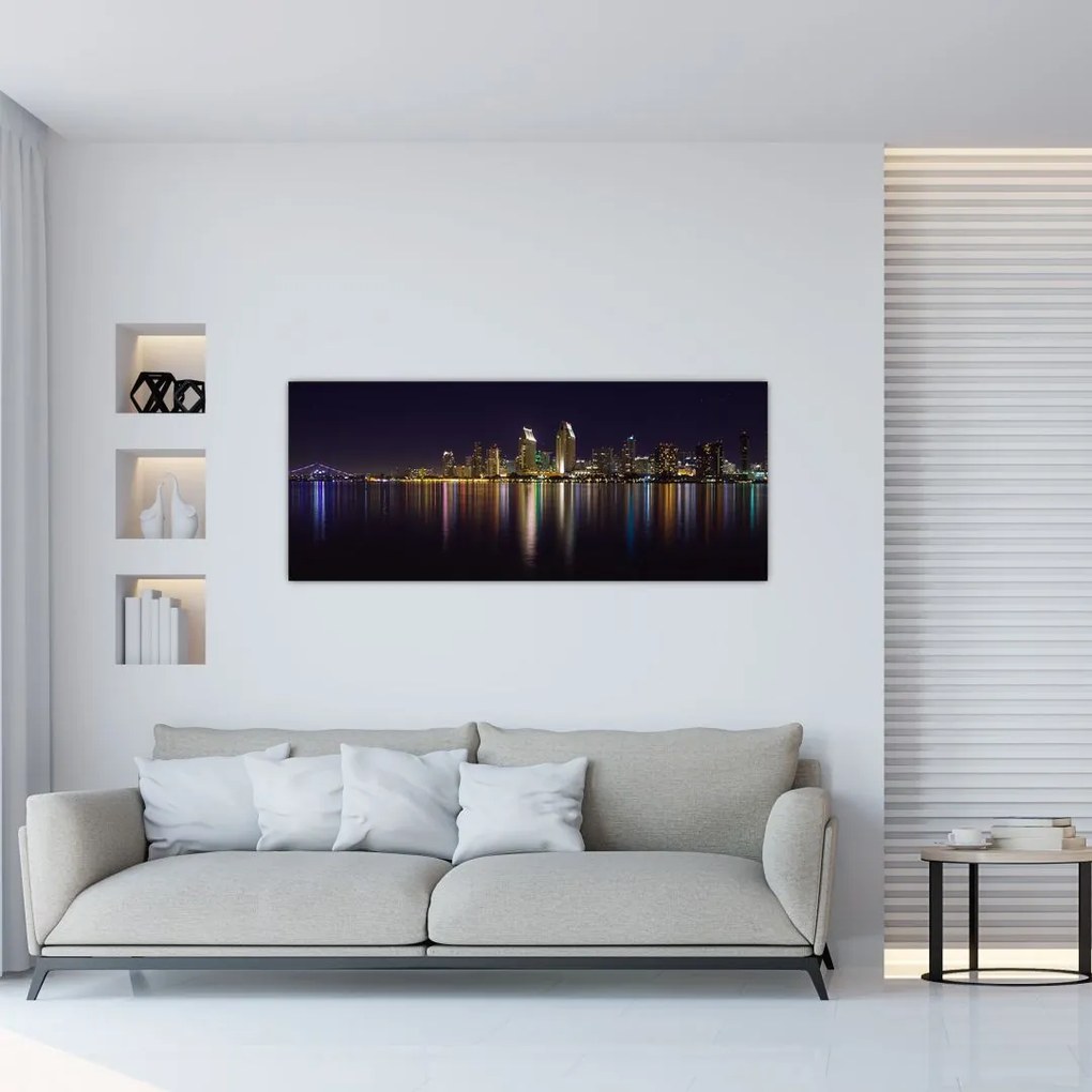 Tablou cu orașul nocturn (120x50 cm)