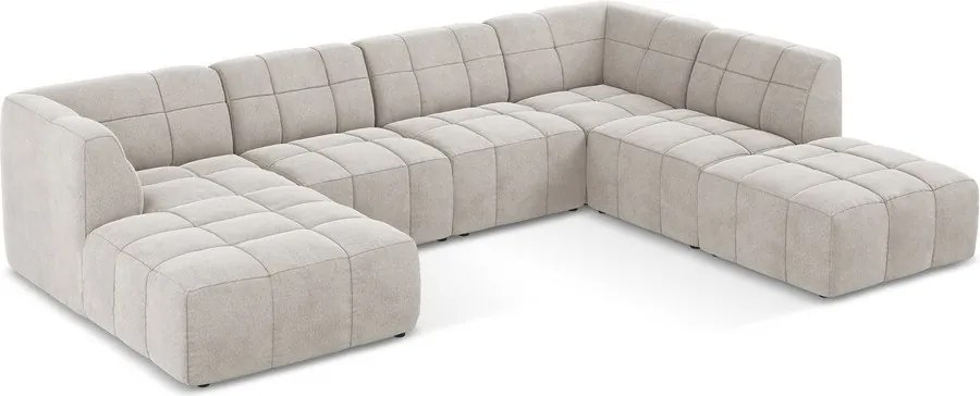 Colțar bej cu tapițerie din catifea (în formă de "U") Aloha – Makamii