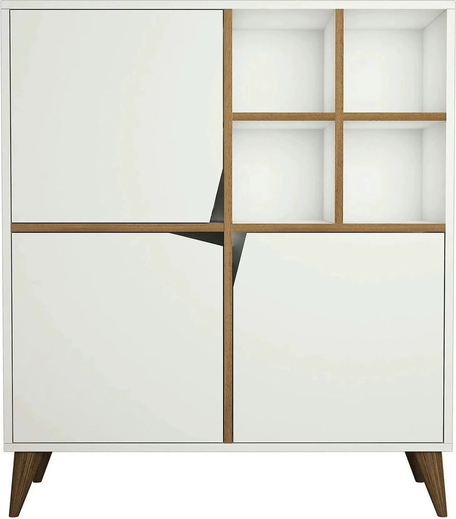 Dulap baie PULSE, alb/nuc, PAL melaminat, cu 3 usi, 100x30x115 cm