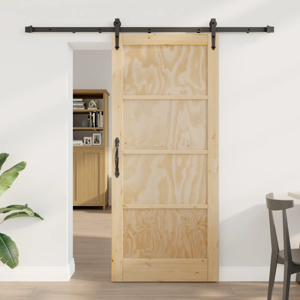 vidaXL Ușă glisantă Manual Natural și negru 78 x 202 cm
