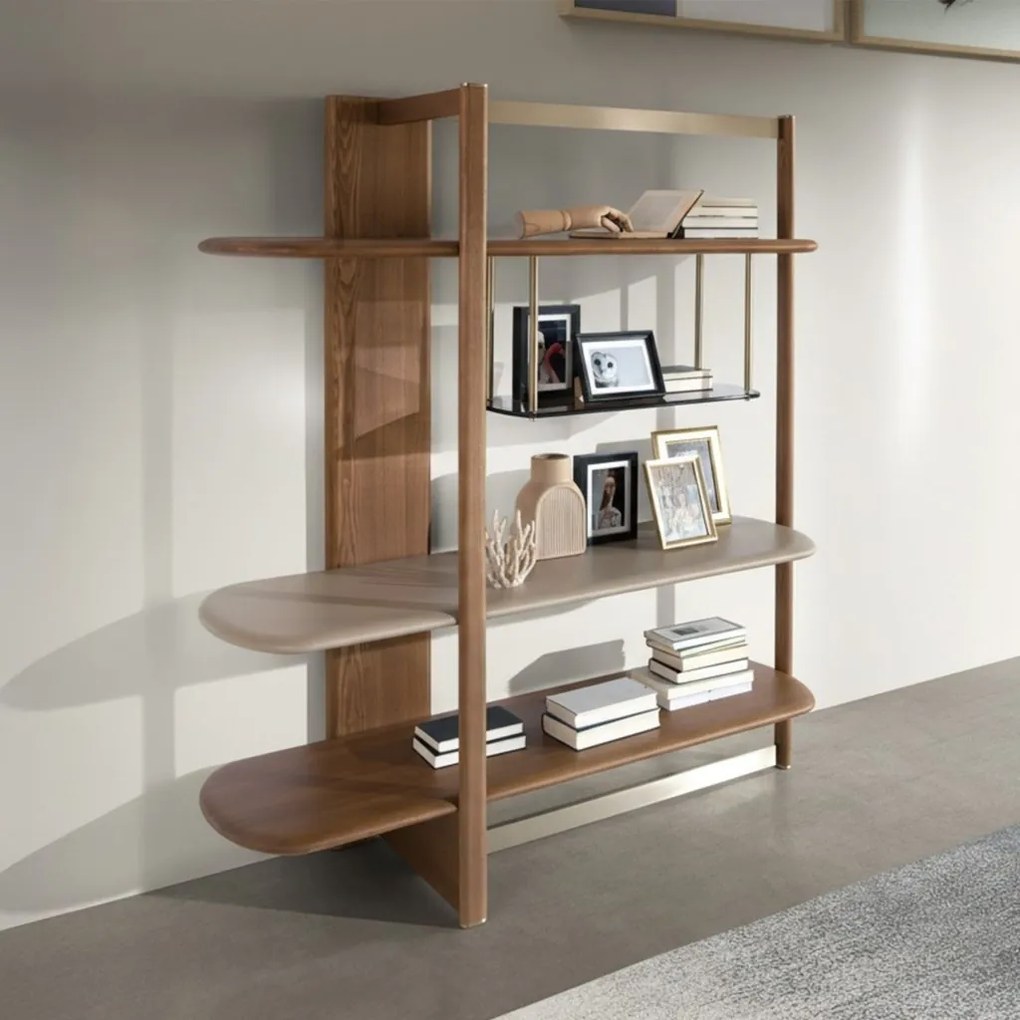 Raft stanga modern din lemn furniruit Walnut