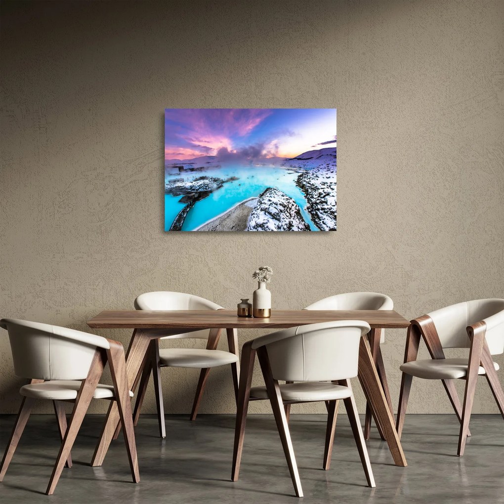 Tablou pe sticlă - Laguna albastră din Islanda (70x50 cm)
