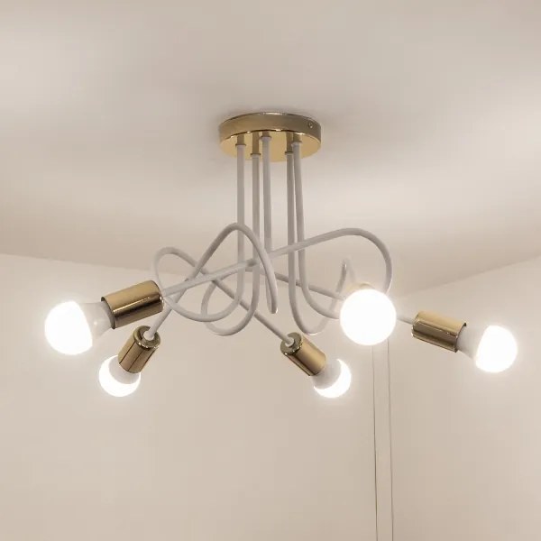 Lustră aplicată OXFORD 5xE27/15W/230V aurie/albă