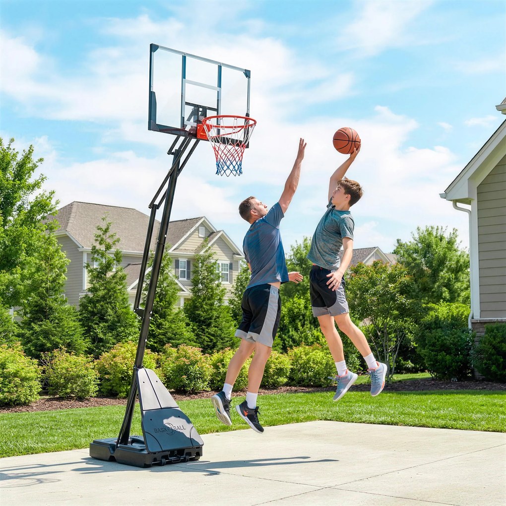 SPORTNOW Coș de Baschet Portabil pentru Exterior, Reglabil 2,45-3,05 m, Panou Rezistent la Șocuri, Reglare cu Manivelă | Aosom Romania