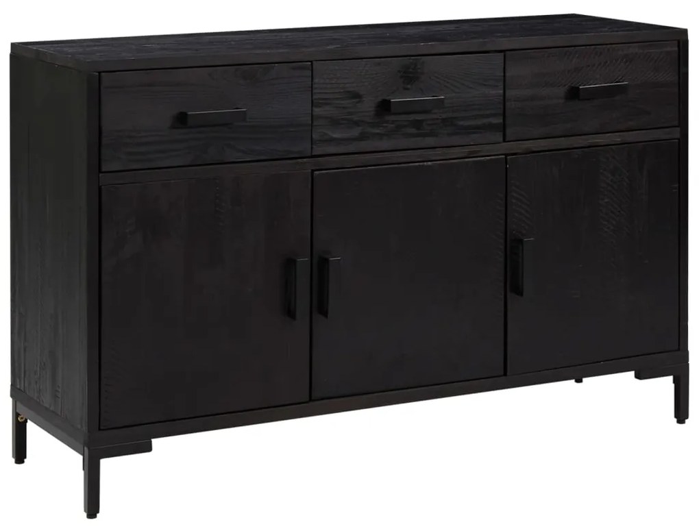Servanta, negru, 110x35x70 cm, lemn masiv de pin reciclat 1, Negru