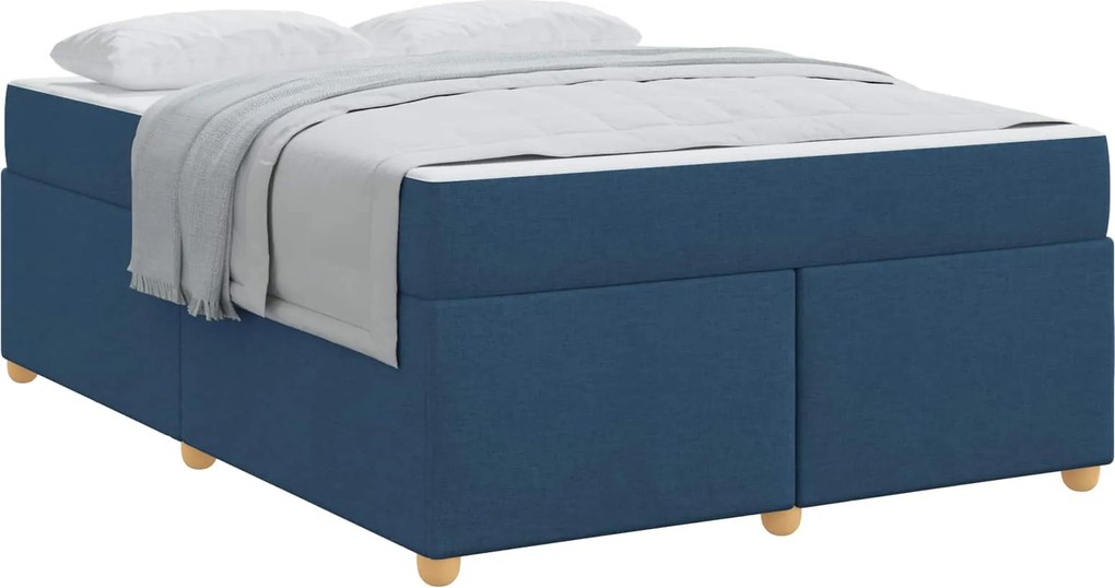 vidaXL Cadru de pat cu saltea albastru 160 x 200 cm țesătură