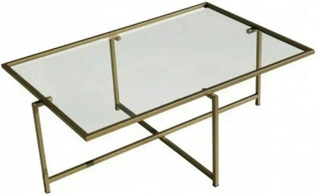 Masuta cafea Sun S410, auriu, sticla/metal, 94x64x35 cm
