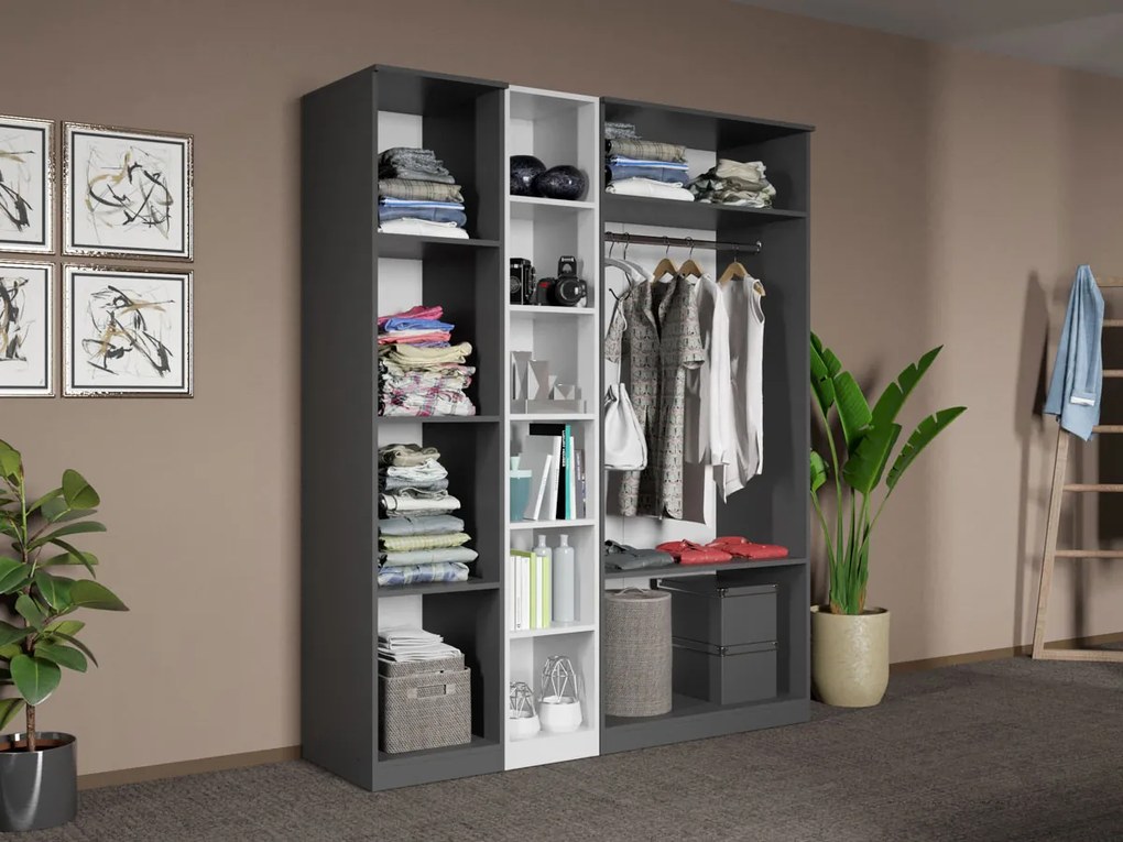 Set mobila dormitor 4 piese Gri/Alb Shape C04
