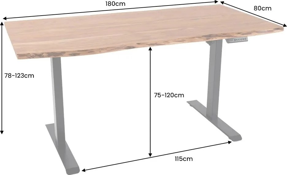 Birou cu inaltime reglabila electrica Mammut 180cm, salcam