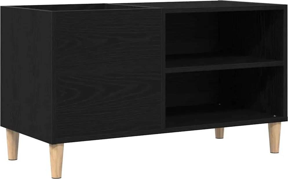 vidaXL Dulap pentru discuri de vinil Stejar negru 84,5 x 38 x 48 cm