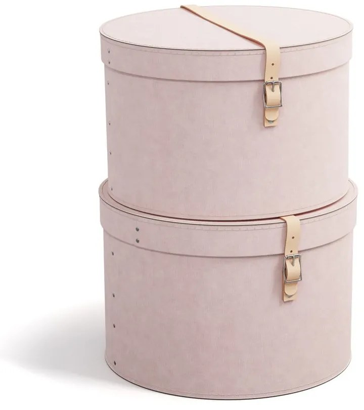 Cutii de depozitare roz-deschis 2 buc. din carton cu capac, decorative ø 37,5x25 cm Rut Restore Paper Laminate – Bigso