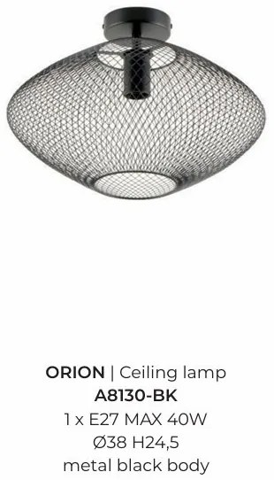 Plafoniera metalica design decorativ ORION negru 38cm