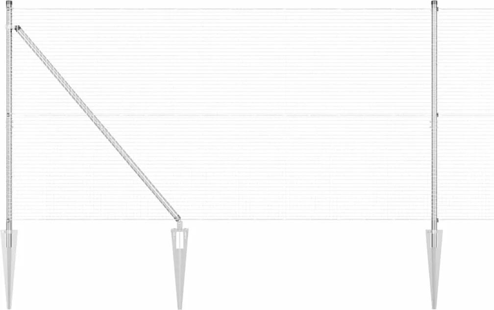 vidaXL Stâlp de gard. Argintiu 25 x 1,2 m (plasă de 19 x 19 mm) Oțel