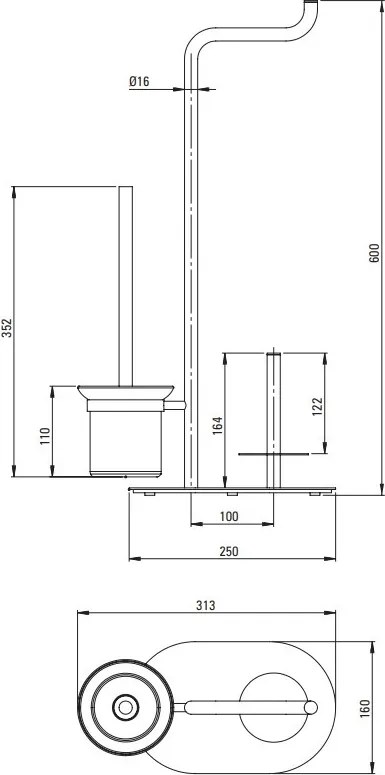 SILIA Suport pentru hârtie, rezerva hartie si perie de wc ADI_R732 Finisaj: auriu periat