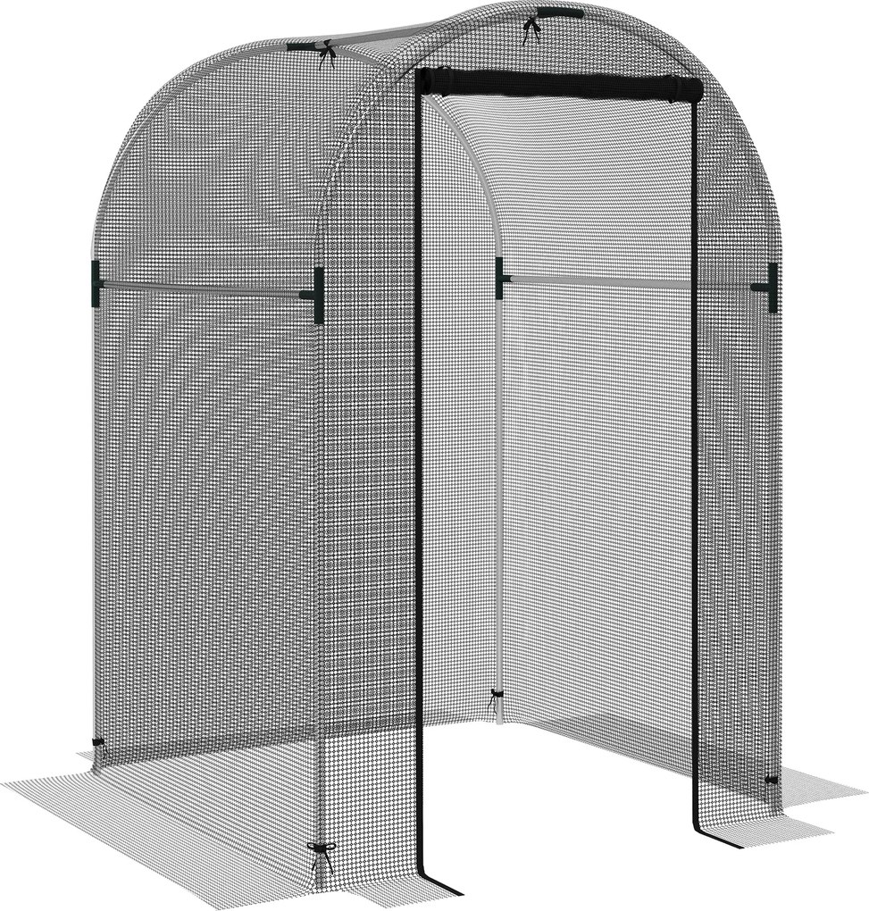 Outsunny Plasă de protecție pentru păsări, protecție pentru plante, robust, ușă cu fermoar, 120x120x188 cm, Negru/Argintiu | Aosom Romania