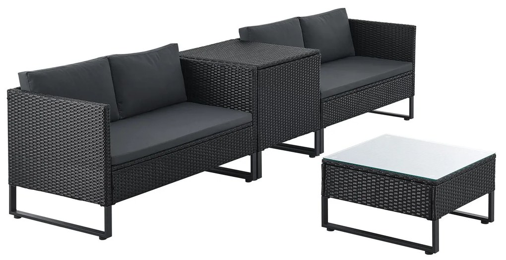 Juskys Set rattan Santorini - negru