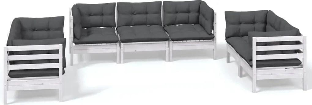 vidaXL Set mobilier grădină cu perne, 7 piese, lemn masiv de pin