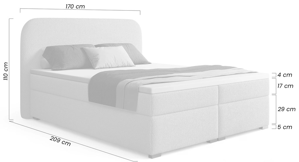 Pat continental Eleris 160x200 cu spațiu de depozitare - bouclé bej Quelle 05