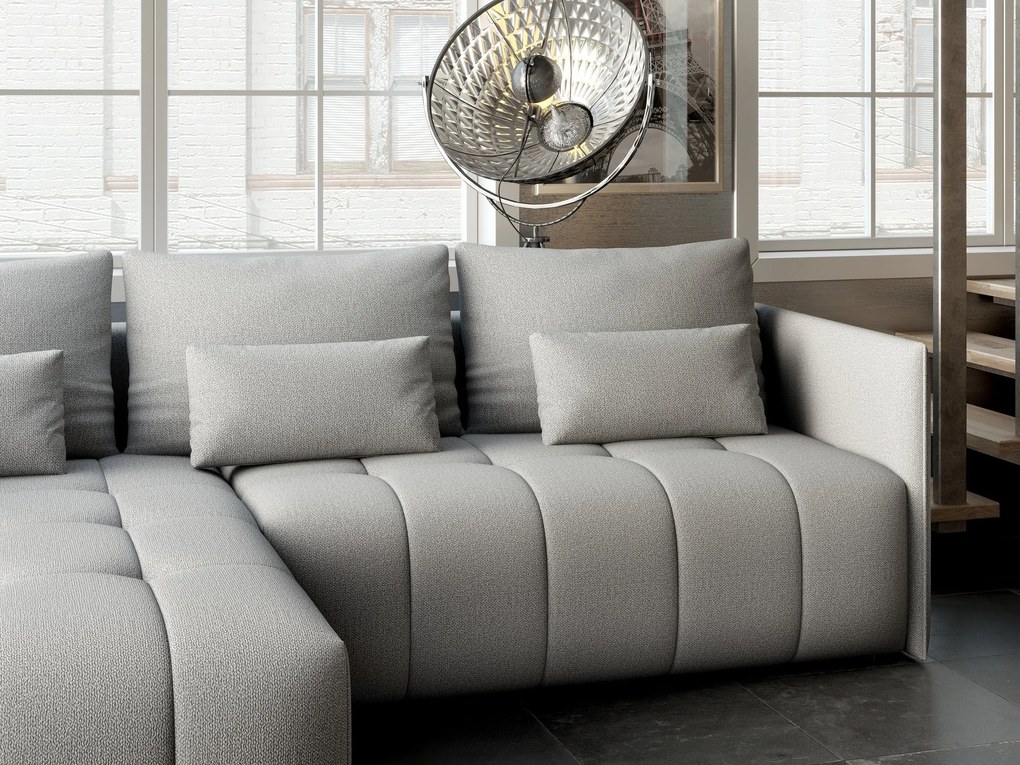 Colțar extensibil dumonde cu ladă de depozitare si sezut confortabil din spuma high-density, Malta Enjoy Silver II 235x185 cm