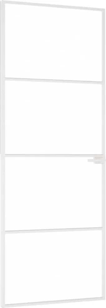 vidaXL Ușă de interior alb 76x201,5 cm sticlă securiz. / aluminiu slim