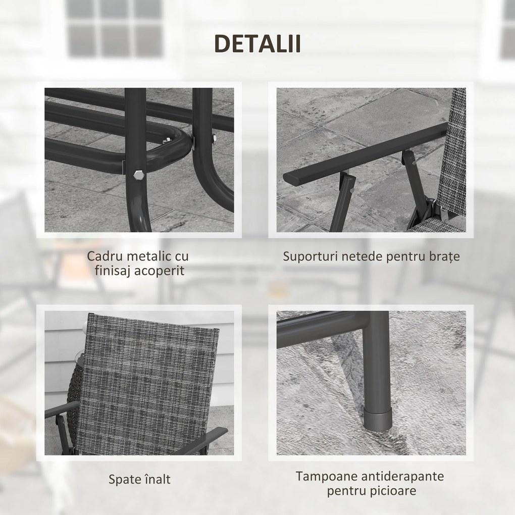 Outsunny Set de mobilier pentru exterior din 4 piese pentru terasa, Set de gradina cu doua fotolii pliabile, Gri mixt | Aosom Romania