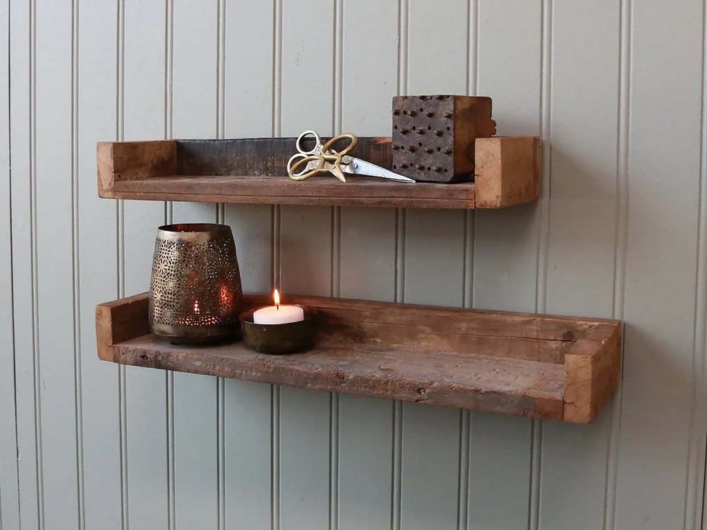 Raft din lemn, cu aspect vintage, old Shelf unique, Grimaud