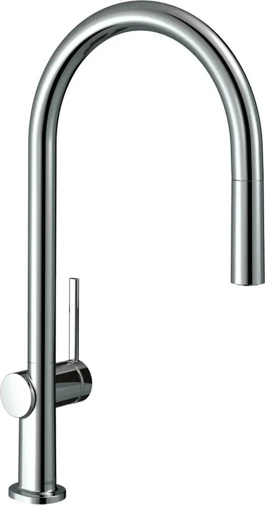 Baterie bucatarie cu dus extractibil Hansgrohe Talis M54 210 cu 1 jet finisaj otel inoxidabil fara sBox