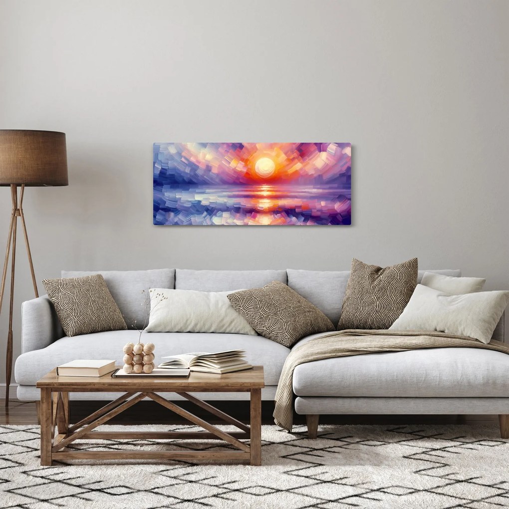 Tablou - Apus de soare artistic colorat (120x50 cm)