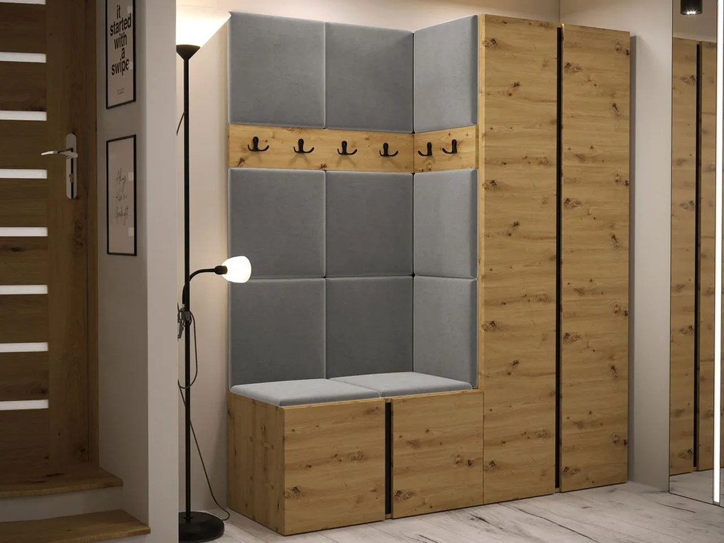 Mobilier Hol Timothy III (Stejar artisan + Stejar artisan + Negru) (Manila 16). 1059878