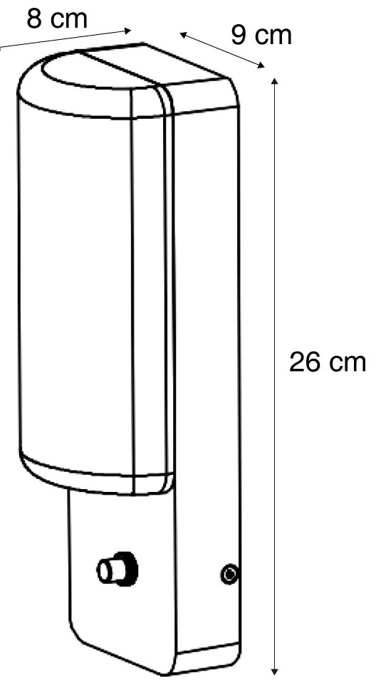 Lampă de perete de exterior neagră cu senzor crepuscular, inclusiv LED - Shift