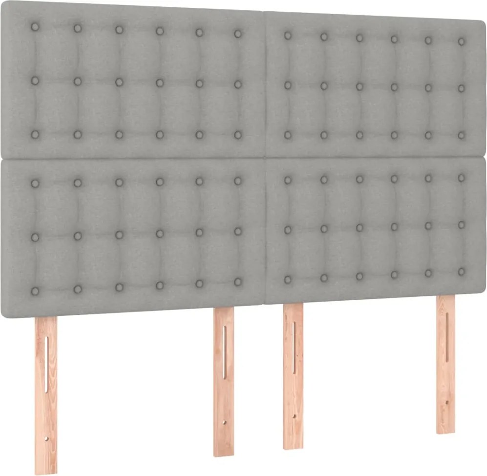 vidaXL Tăblie de pat gri deschis 144x5x118/128 cm, material textil