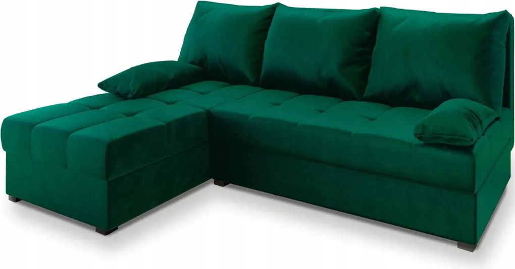 OFERTA Canapea coltar extensibila verde inchis ZENA, reversibila calitatea II