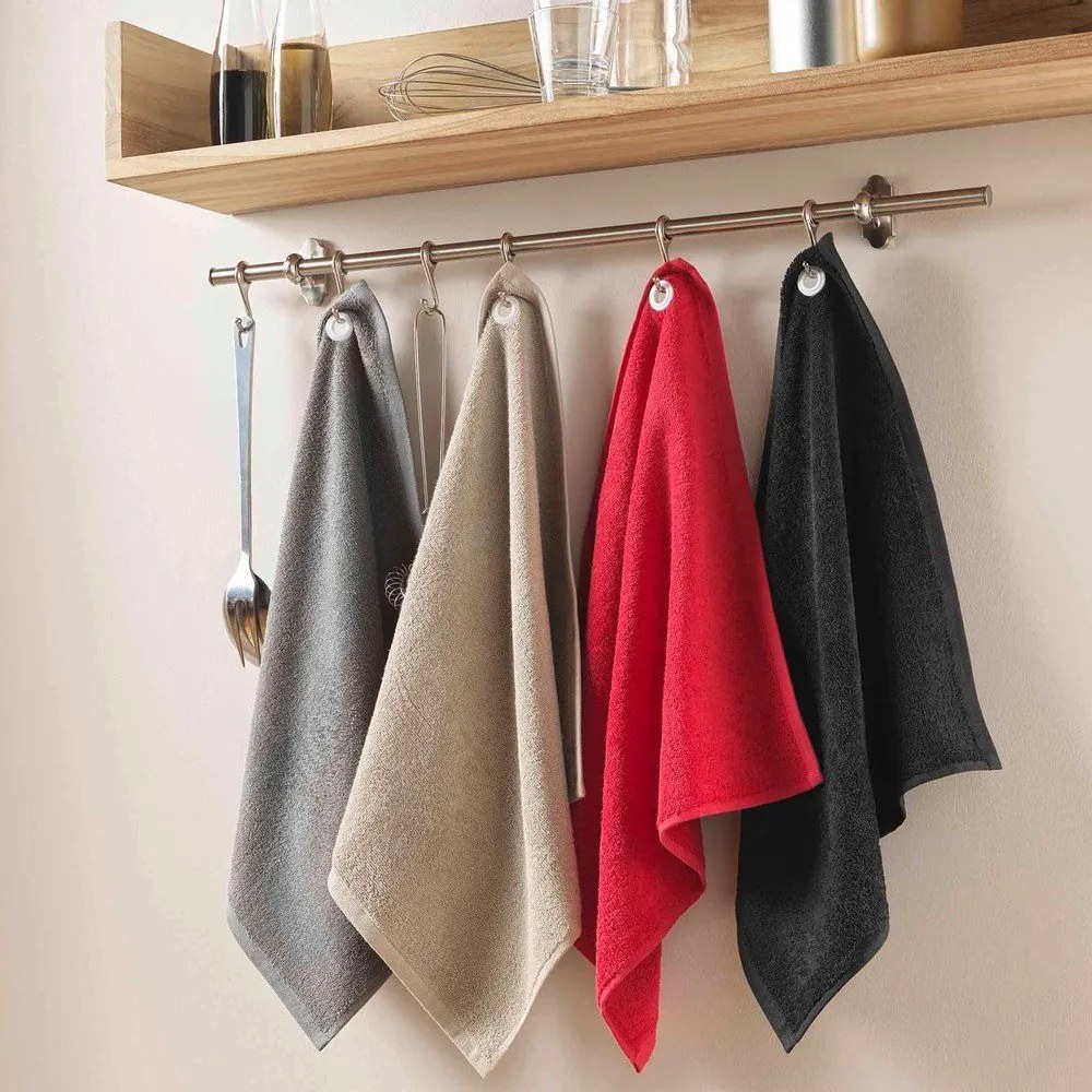 Prosop roșu din bumbac din frotir 50x50 cm Cuistot – douceur d'intérieur