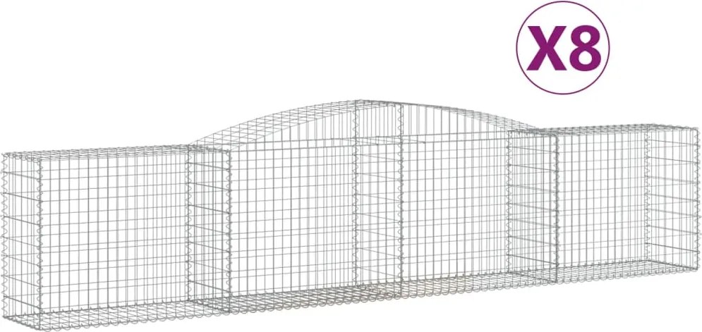 vidaXL Coșuri gabion arcuite 8 buc, 400x50x80/100 cm, fier galvanizat
