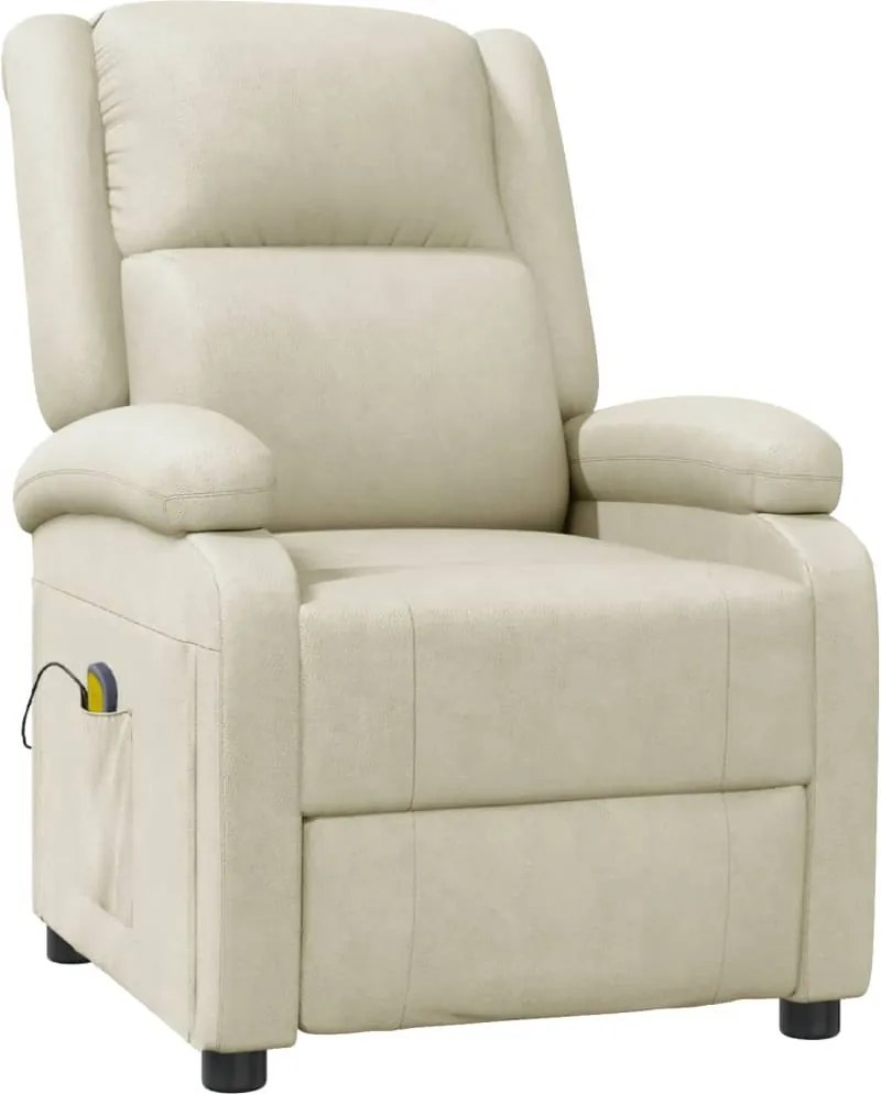 vidaXL Fotoliu de masaj, crem, piele ecologică