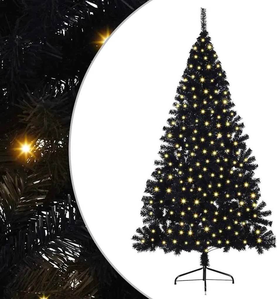 vidaXL Pom de Crăciun artificial pre-iluminat Negru 180 cm PVC