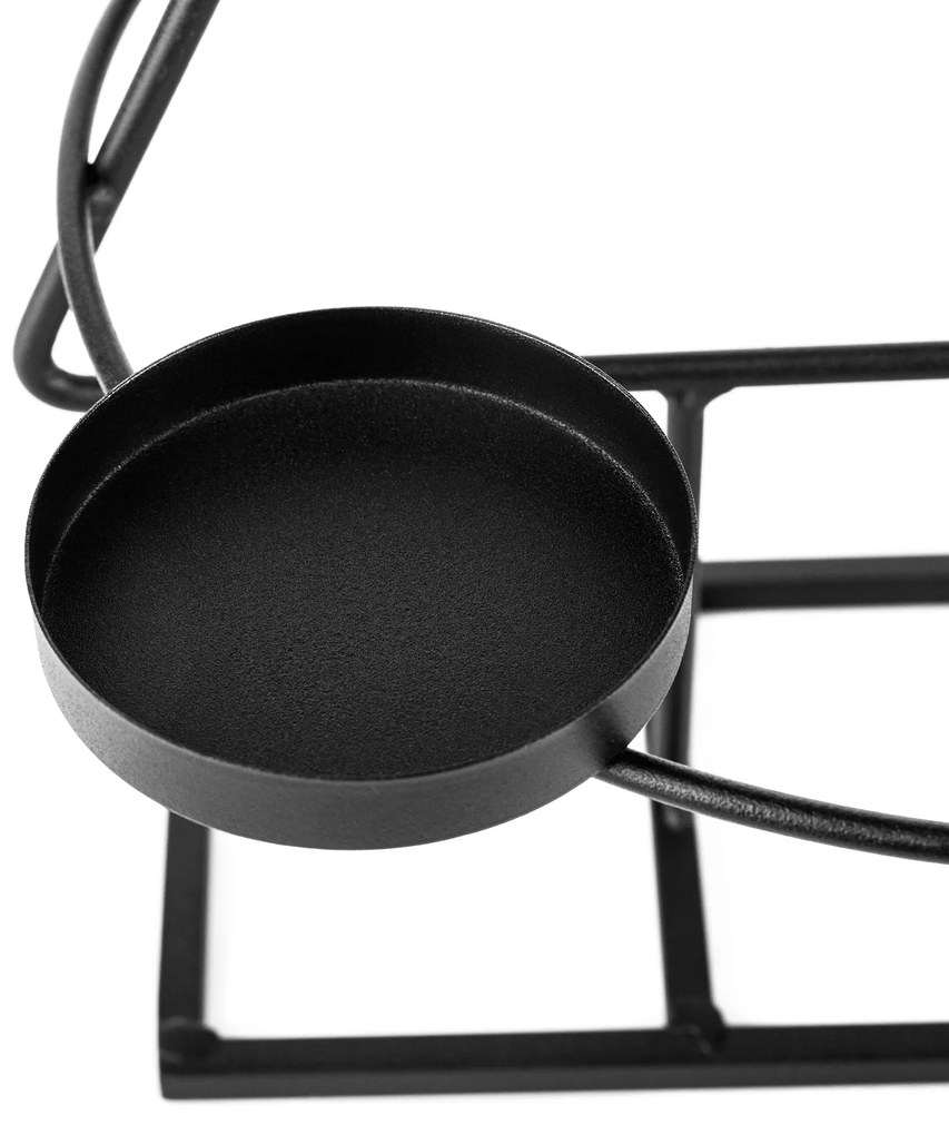 Coroană de Advent, neagră, metalică, BASIL