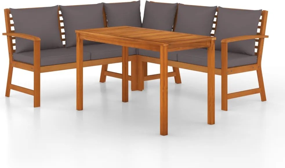 vidaXL Set mobilier de grădină cu perne, 4 piese, lemn masiv de acacia
