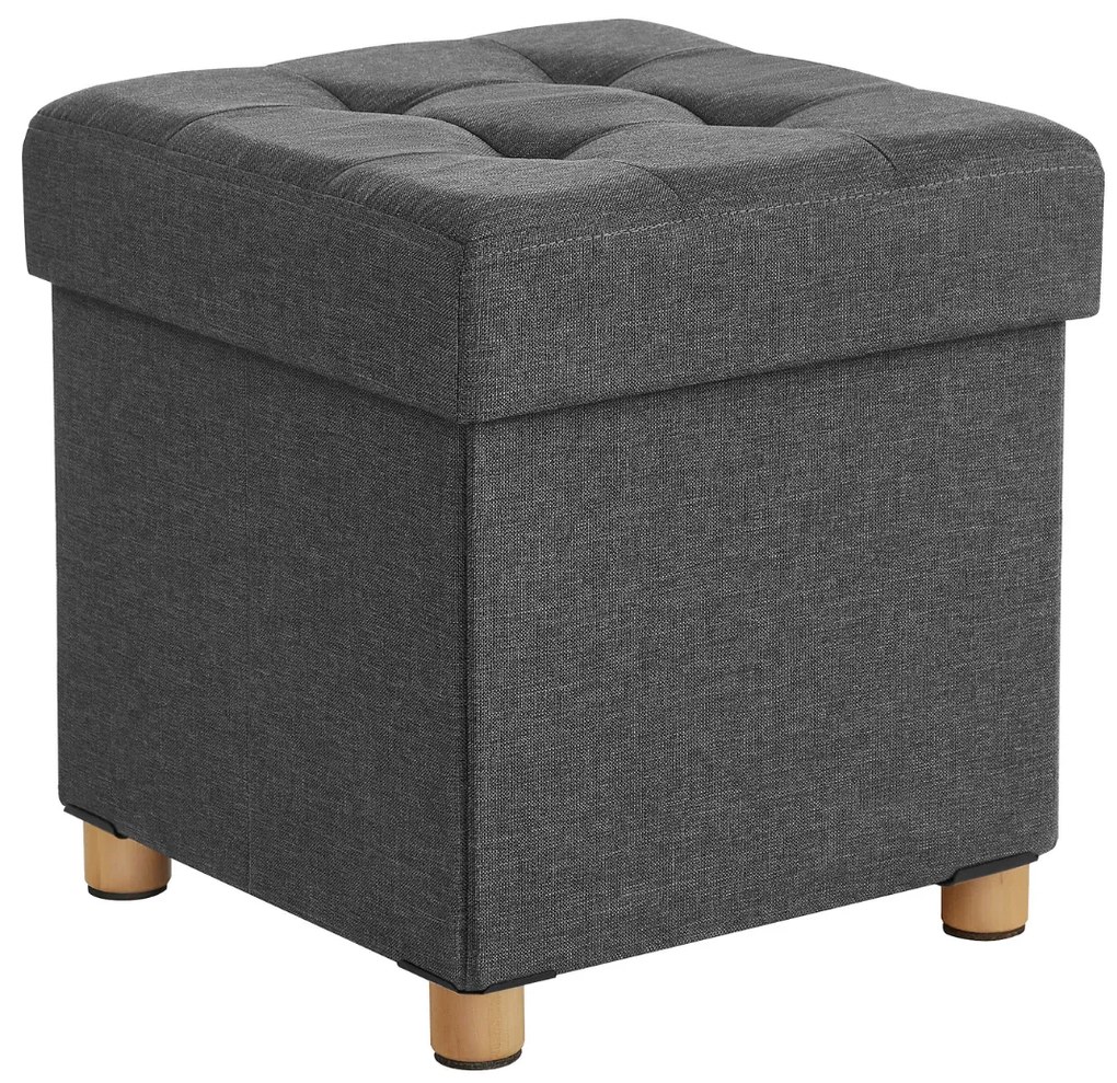 Taburet cu spațiu de depozitare cu picioare OTO, 38x38x40cm, antracit SongmicsHome