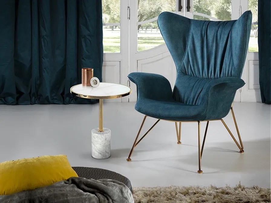 Masuta laterala design modern Dekala alb/auriu SV-258210