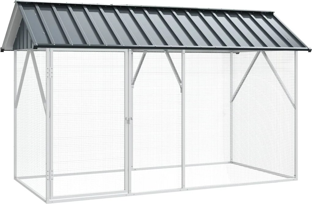 vidaXL Cușcă pentru păsări Antracit 227 x 112 x 141 cm Oțel Galvanizat