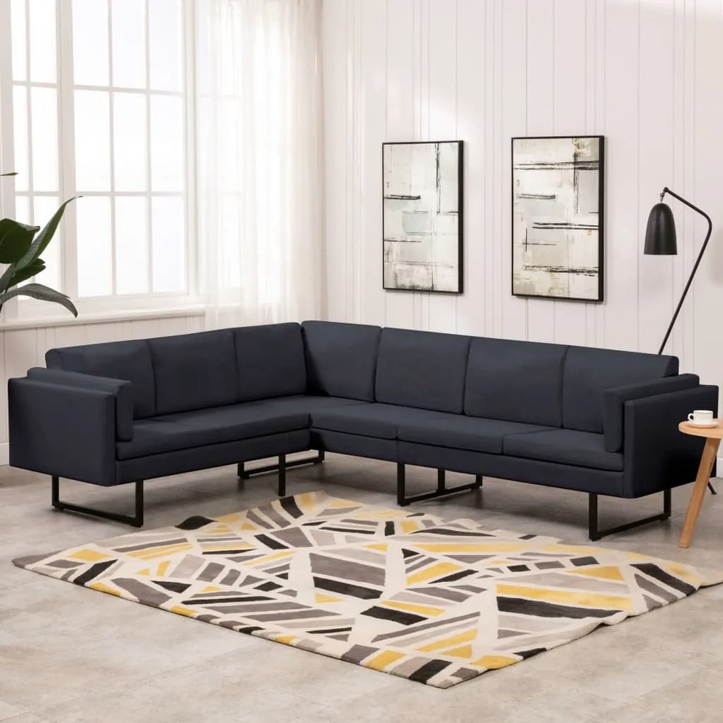 vidaXL Canapea de colț, gri închis, material textil