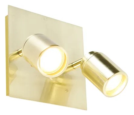 Spotlight modern pentru baie din alamă pătrat cu 2 lumini IP44 - Ducha