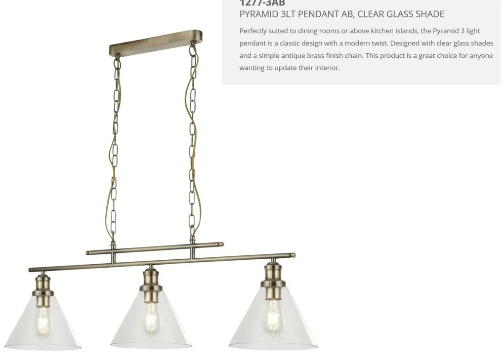 Lustra suspendata design clasic Pyramid alama antique 1277-3AB SRT