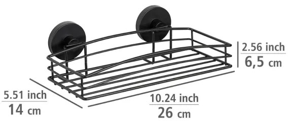 WENKO 24732100 - Poliță VACUUM-LOC rotundă, neagră, 26 x 14 cm